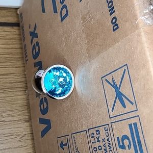 Blue Bejeweled 1inch NEW Stainless Steel Stopper Smooth